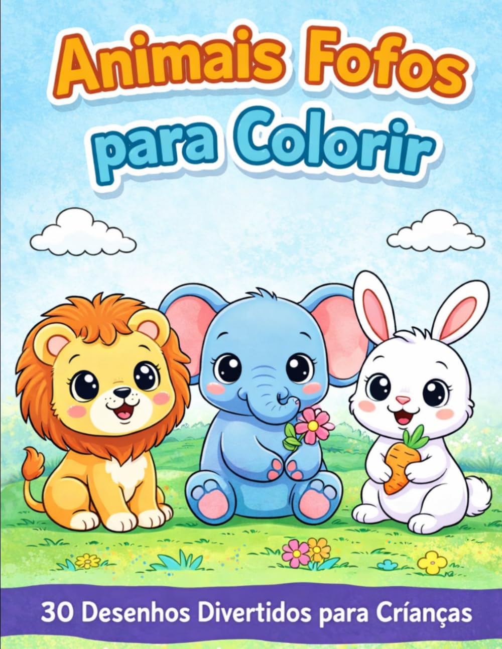 Animais Fofos para Colorir: 30 desenhos divertidos para crianças
