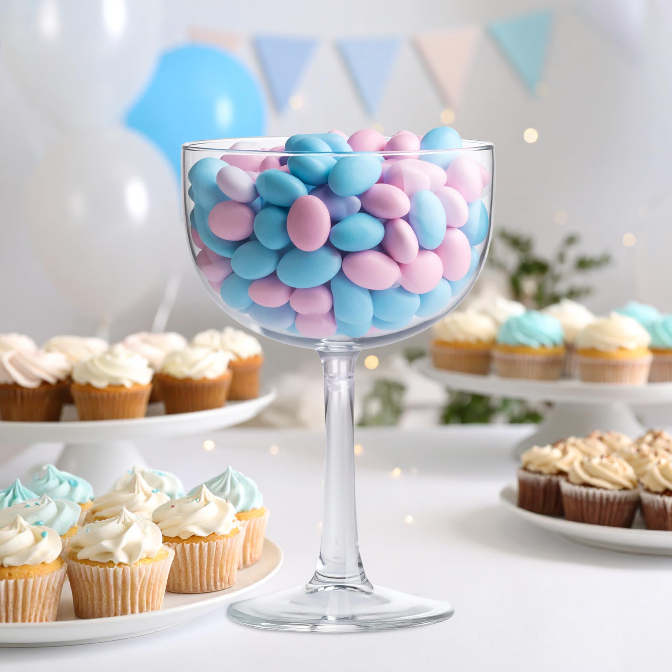 Decoraparty Calice Porta Confetti Trasparente, Bicchiere Gigante Maxi Centrotavola Coppa da Tavola per Caramelle Cioccolatini Portaconfetti Confettata - Diametro 16 cm x Altezza 24 cm