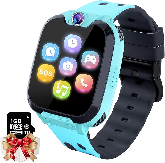 Kids Games Smartwatch MP3 Player Music Watch, Kids Watch with Touch Screen 2 Way Call, 16 Games, SOS, Alarm Clock, Camera, Kids Watch for Boys Girls Holiday Birthday Toys Gifts [Built-in SD Card])
