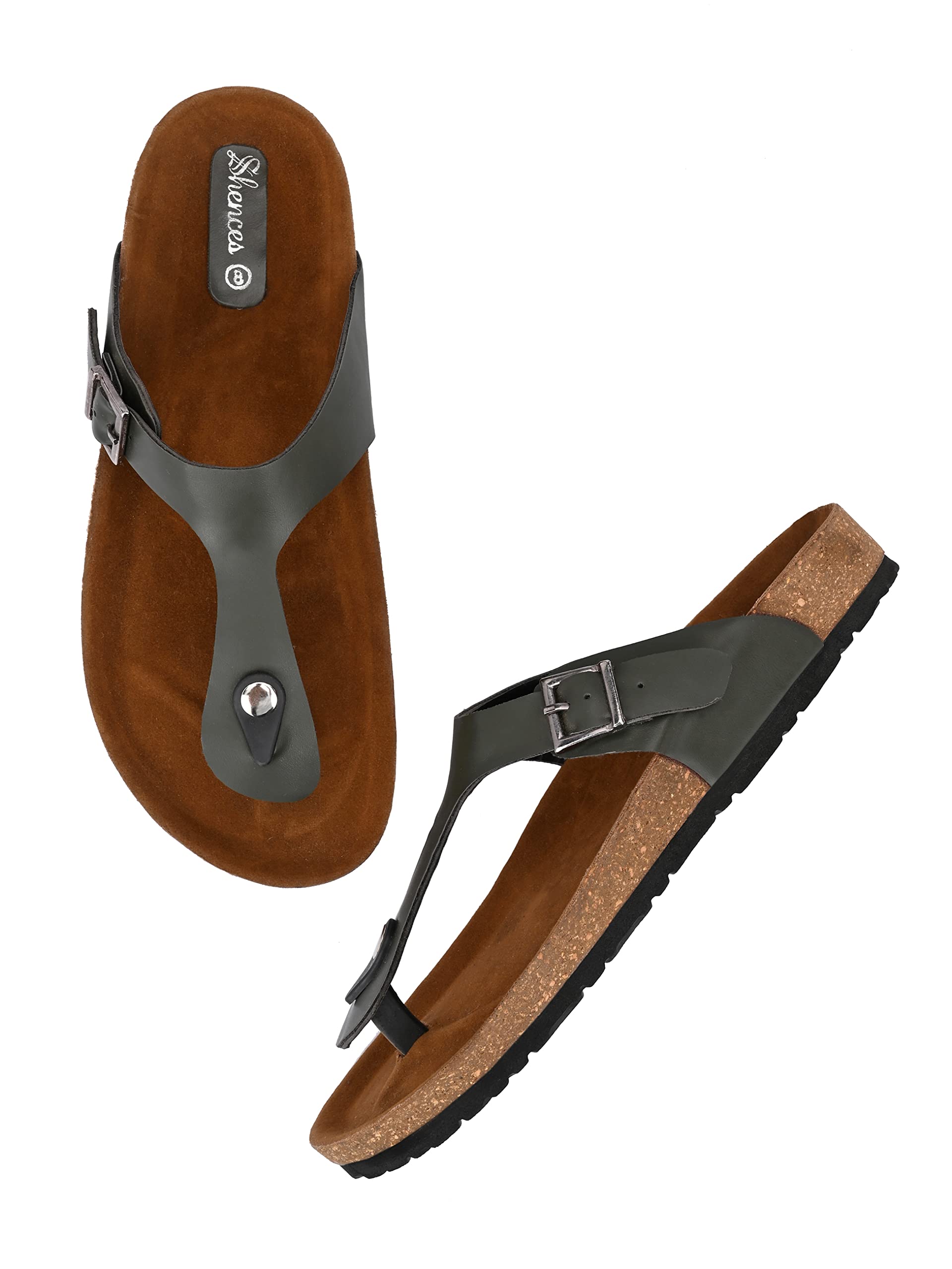 Shences Men Original Cork Sole (Olive) Sandals, 7 UK, Olive (B0B4S3NGWL) Amazon Price History, Amazon Price Tracker