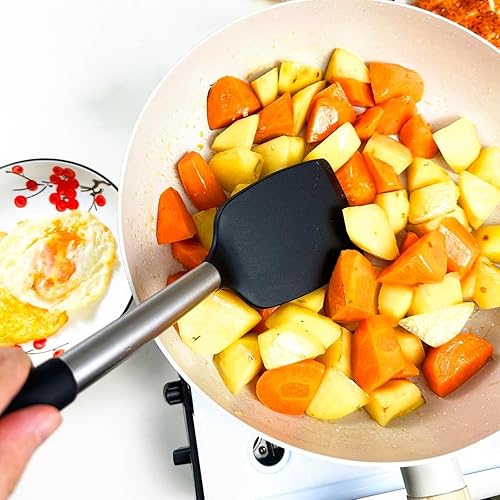 Miniatura 6 de Juego de 2 espátulas de silicona (sólido + espátula ranurada)  Alta resistencia al calor, libre de BPA, antiadherente, seguro para peces,