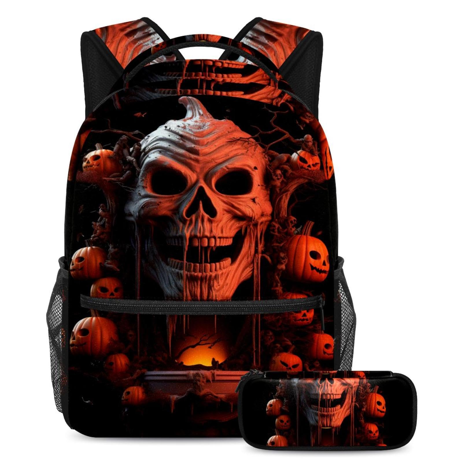 Sac à dos zombie d'Halloween et trousse multicolore pour élèves - 7