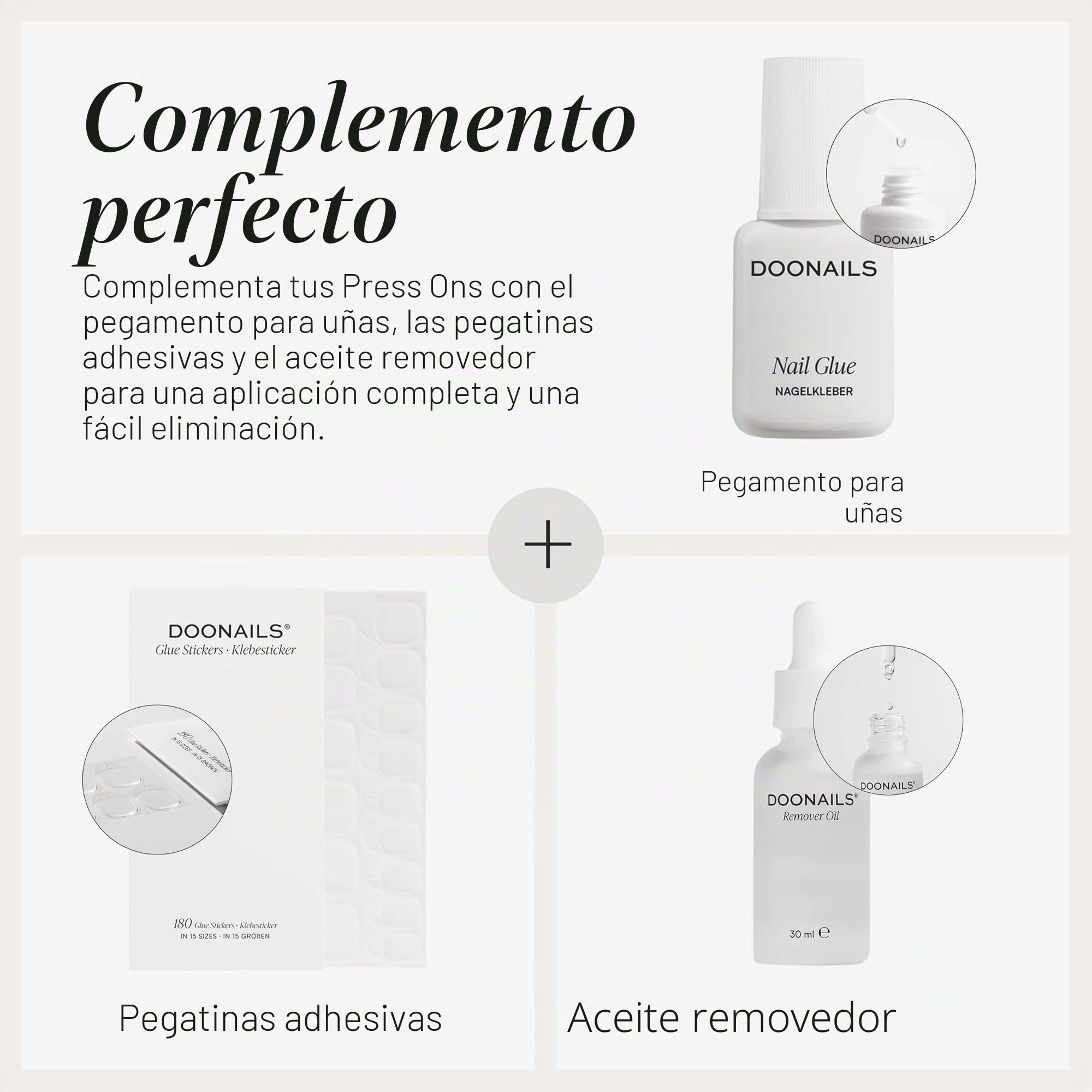 DOONAILS – Gel Press On Nails Set 30 Almond Ombre – Uñas Suaves para Cobertura Completa – Natural y Agradable