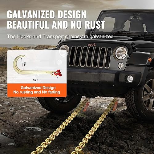 Miniatura 13 de VEVOR Cadena de gancho en J, cadena de remolque de brida de 5/16 pulgadas x 10 pies, cadena de transporte de brida G80 con 2 ganchos G70 J, ganchos