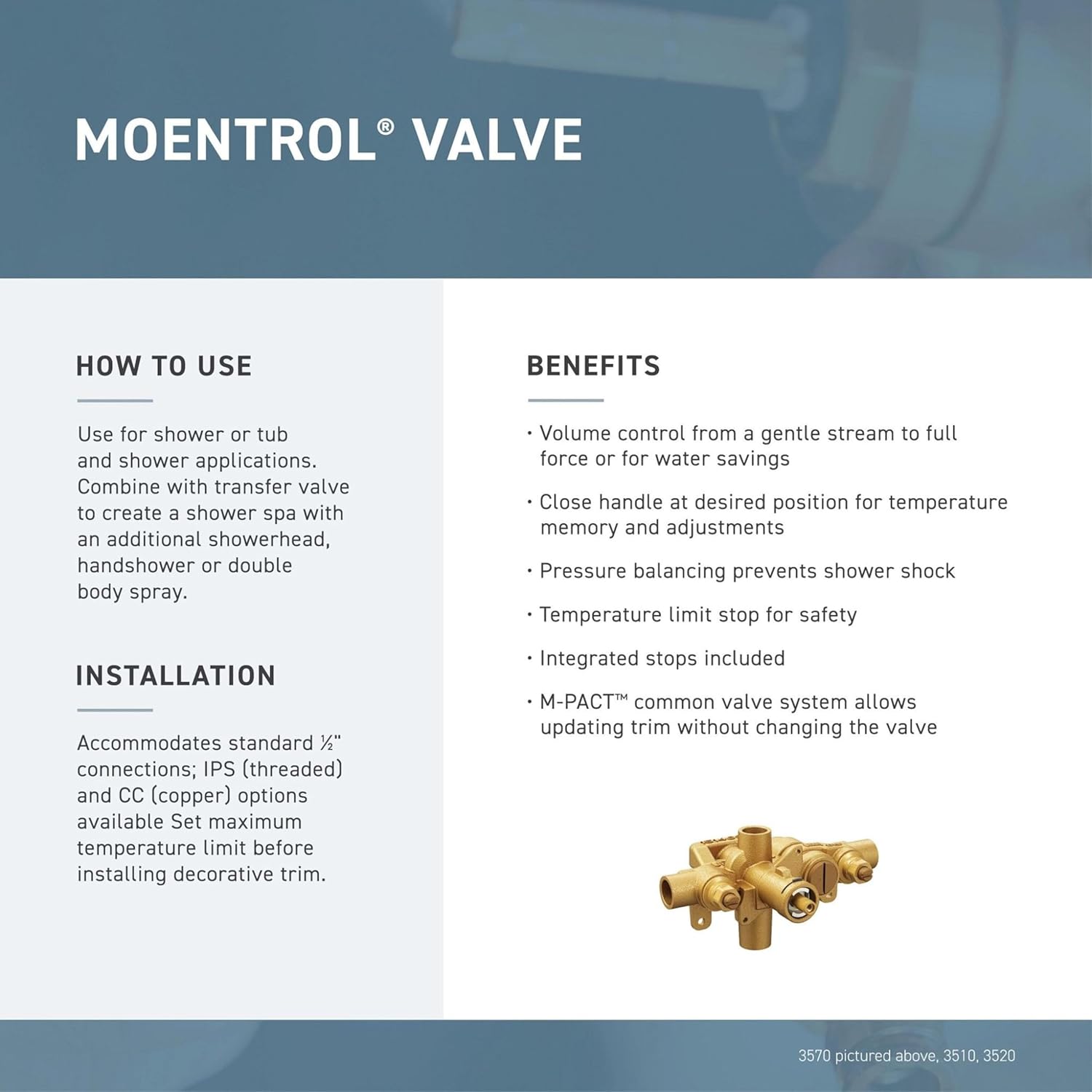 Moen Kingsley Brushed Nickel Moentrol Tub or Shower Lever Handle with Hot and Cold Indicators, Valve Required, T3111BN