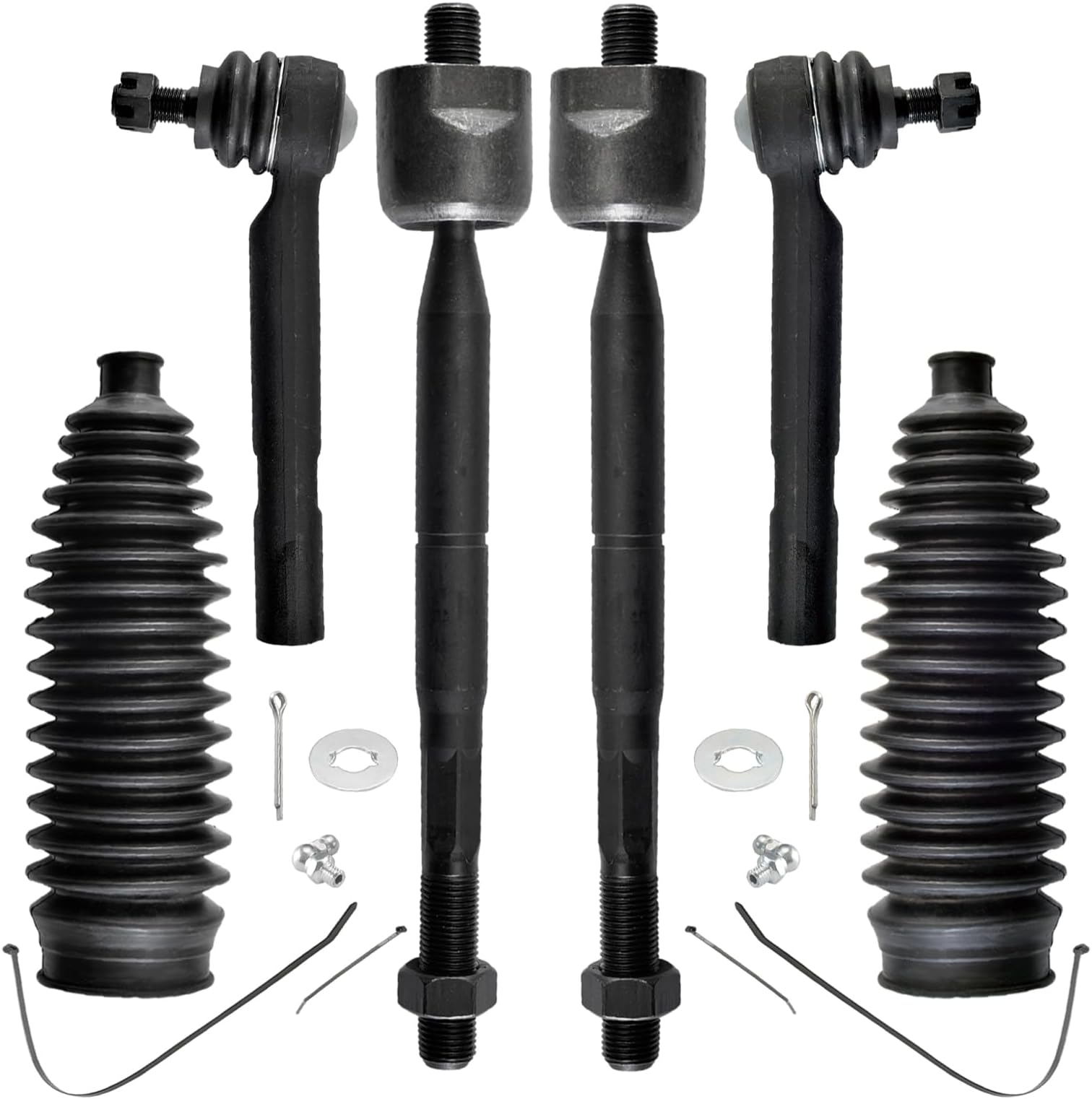 ASTARPRO - Front 6pc Suspension Kit for 04-06 Lexus RX330, 07-09 RX350, 04-07 Toyota Highlander, 4 Tie Rods 2 Boots + Bellows 2004 2005 2006 2007 2008 2009 Replacement