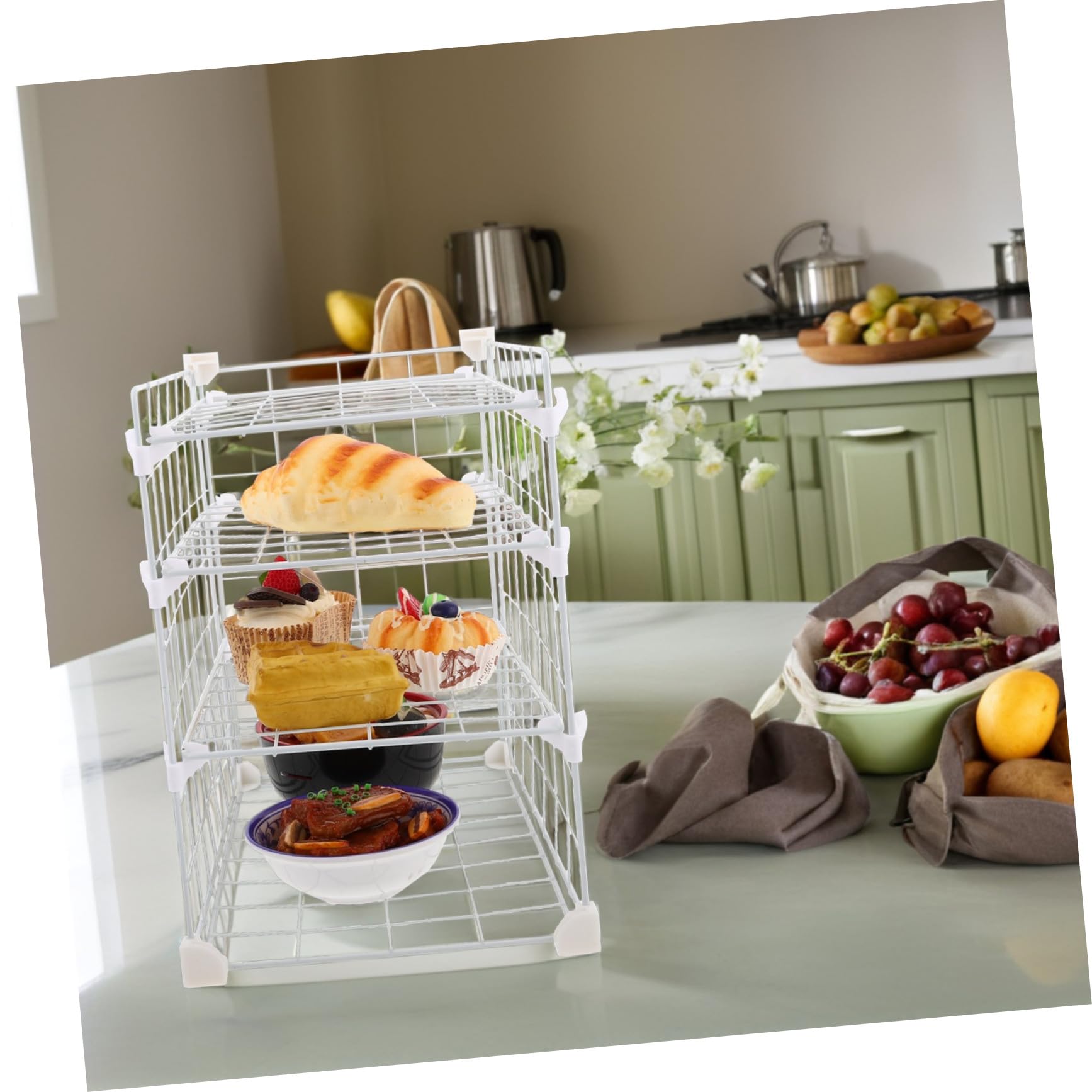 MAGICLULU Organizer per Frigo a Griglia in Ferro Ripiani Regolabili