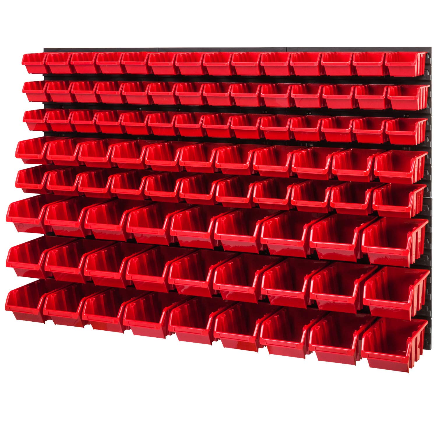 Pafen Red Storage System, 780 X 1158 Mm, Stacking Boxes Wall Shelf, 91 Boxes (Plastic, 5 Kg, Wall Mount, 60 Mm Depth)