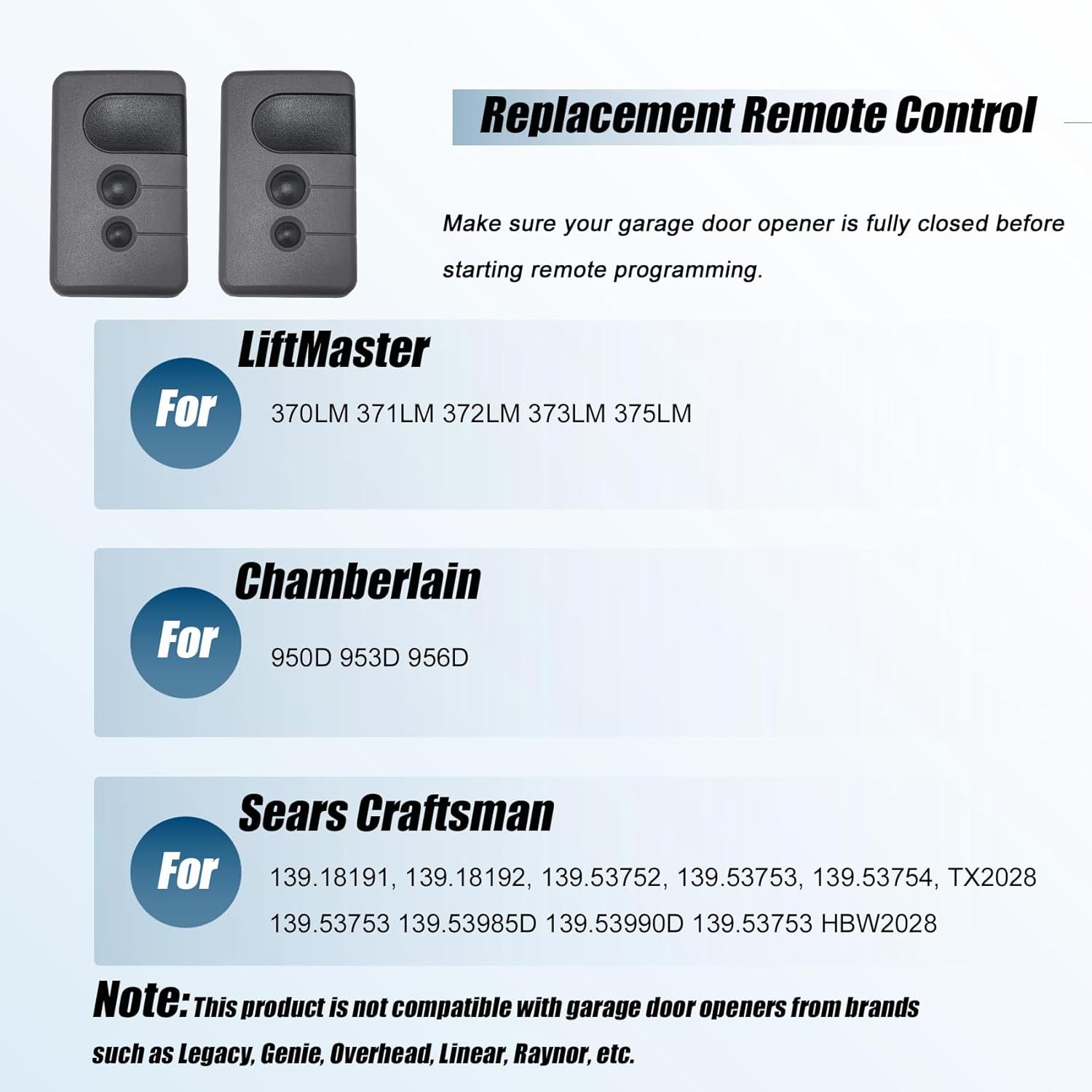 877MAX+371LM Garage Door Keypad & 2 Remotes Combo Compatible with Sears Craftsman Garage Door Opener, Replace for 139.53753 53753 139.18191 HBW2028 Compatible with Purple Learn Button (2006-2013)