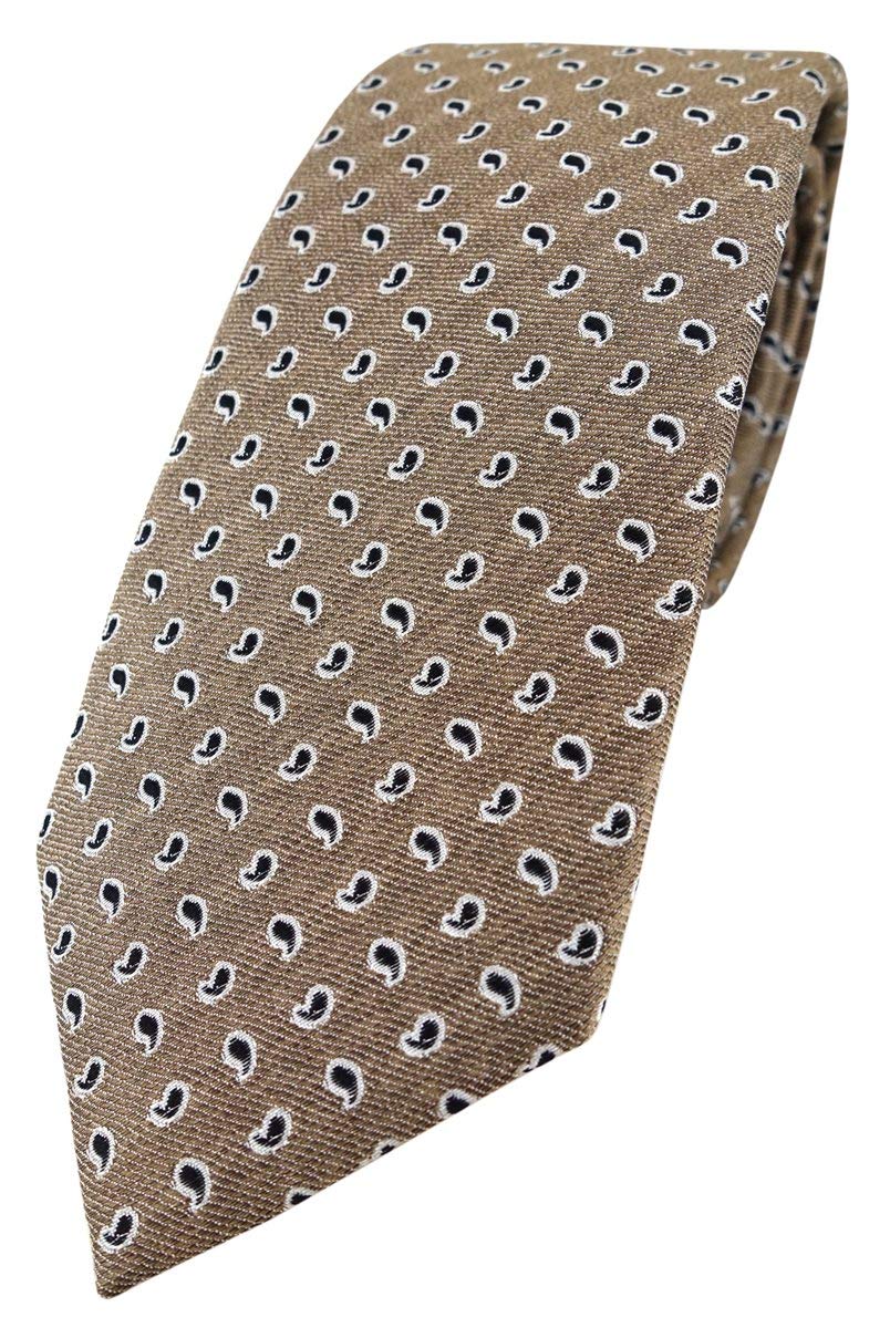 Enrico Sarto Men's Braun Silber Schwarz Paisley Necktie, Brown Tie, One Size