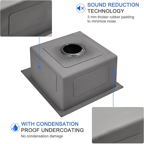 Miniatura 5 de MENATT 15 x 17 Pulgadas Fregadero de Barra de Montaje Superior, Fregadero de Cocina de Orificio Único de Grifo Sencillo, Tazón Único, Montaje