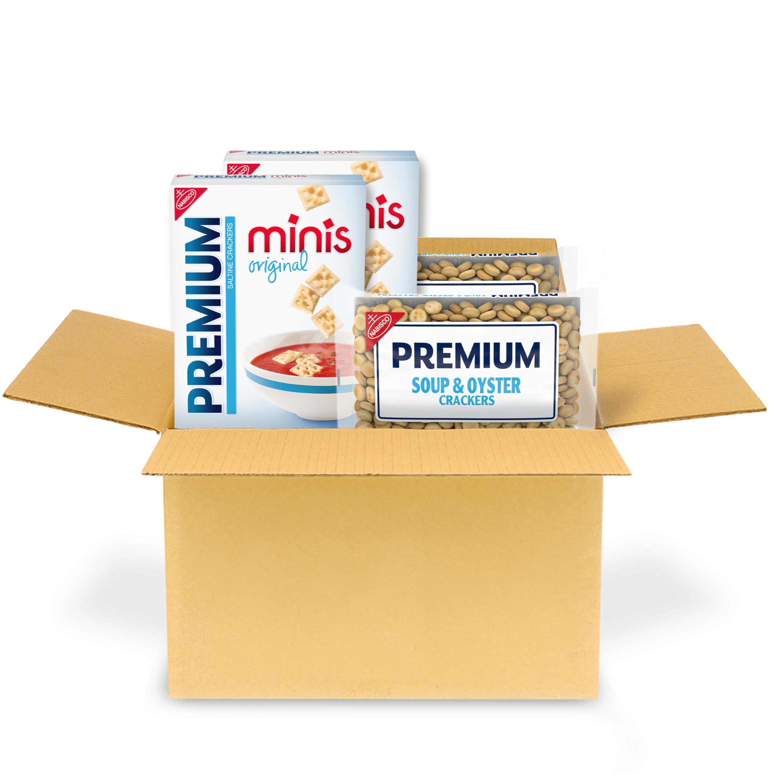 Saltine Crackers Variety Pack, 2 Mini and 2 Soup & Oyster Crackers, Lunch Snacks, Bulk Snacks, 4 Packs