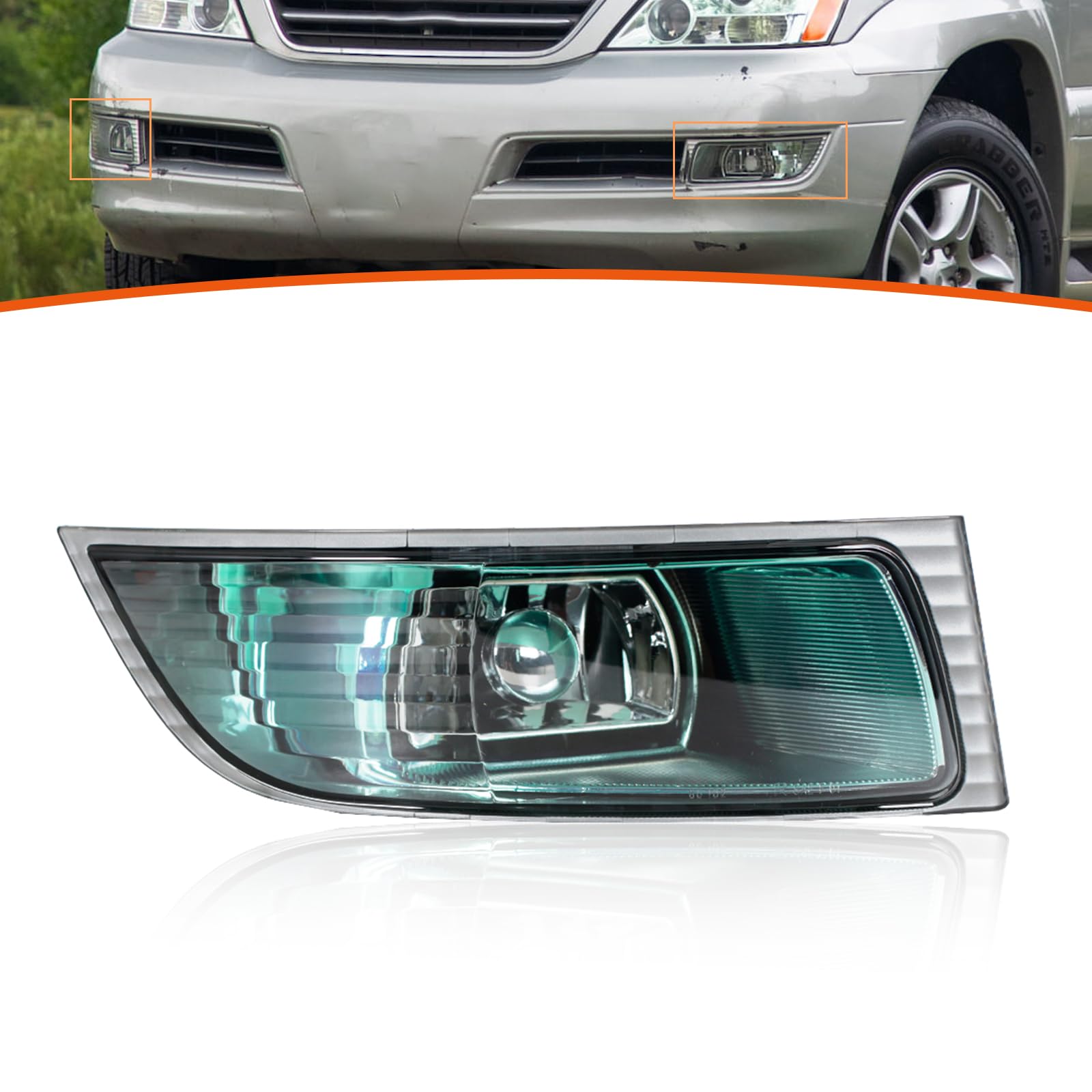 JESYMBX For Lexus GX470 2003-2009 Front Bumper Fog Light Head Driving Running Lamp with Bulb Green Right