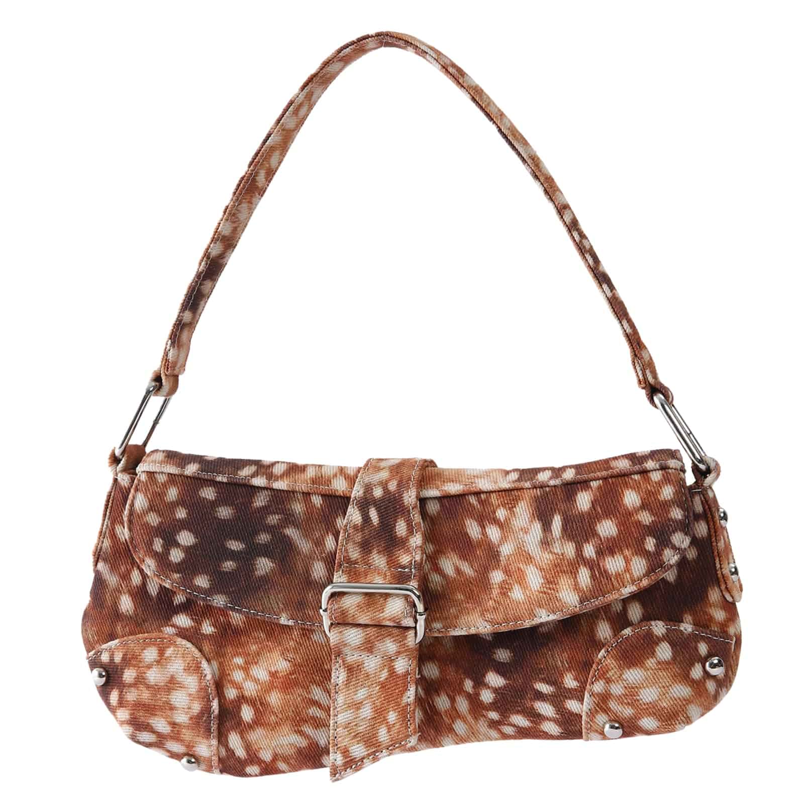 JOYCELAU Deer Spotted Shoulder Purse, Hot Women Style Fabric Underarm Bag, Trendy Shoulder Handbag for Daily Use