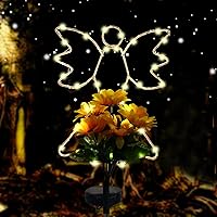 Vista 14 de Lmtocs Decoraciones de tumbas solares con cruz para un ser querido en el cementerio, regalos conmemorativos de condolencias por la pérdida de un ser