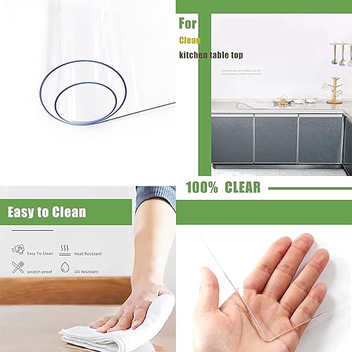 Miniatura 4 de Halyuhn Paquete de 2 protectores de mesa transparentes de 12 x 48 pulgadas, protector de vinilo antideslizante para muebles de 0.059 in de grosor,