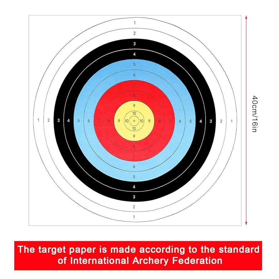 Archery Paper Targets 30-Pack Archery Target Papers (16" 10-Ring) With Pins & Marker - Official IAF Competition Style Compound Bow Accessories