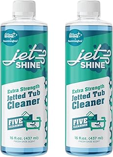 Jetted Tub Cleaner for Your Jetted Tub, Bathtub, Whirlpool Tub, and Jacuzzi Tub – JetShine Sage Scent Formula - Septic Safe, 5 Cleanings per Bottle - 2 Pack