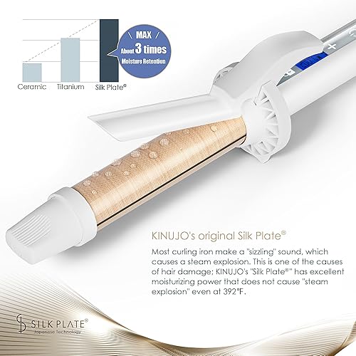 Miniatura 5 de KINUJO Rizador de 1.25 pulgadas  Varita rizadora profesional de peluquería de 1 14 pulgadas  Tecnología japonesa de placa de seda  Cero daño al