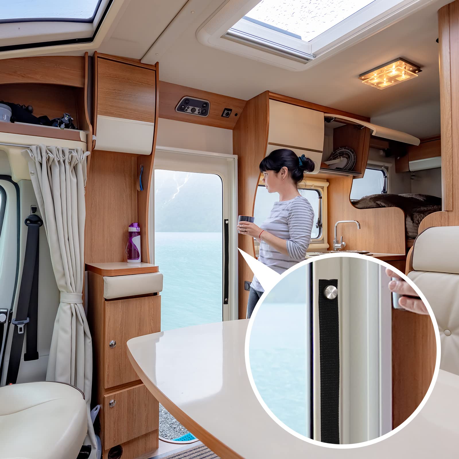 Tallew 2 zestawy pasków do drzwi kampera z zatrzaskiem 45 cm RV Camper paski do drzwi przesuwnych paski do drzwi kieszonkowych pasek na guziki