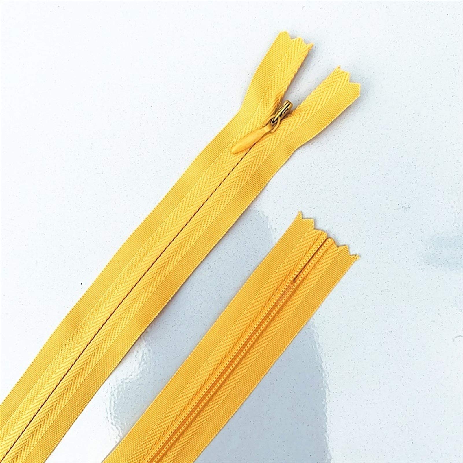 Plastic Zipper 10pcs 3# Concealed, Nylon Sewing Zip Ring, 20-60cm(Golden,35cm)