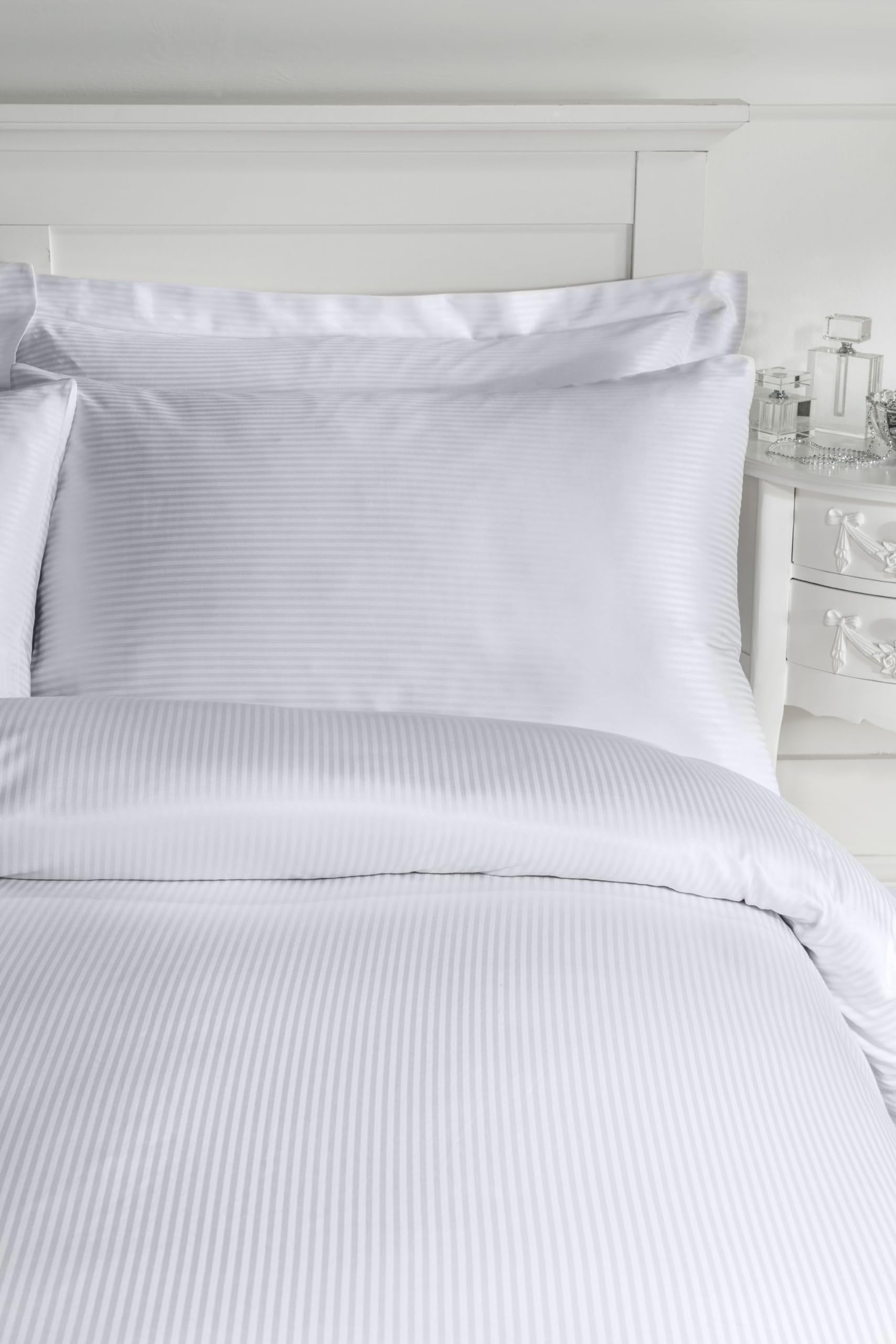 Catherine Lansfield Satin Stripe 300 Thread Count Standard Pillowcase Pair Grey