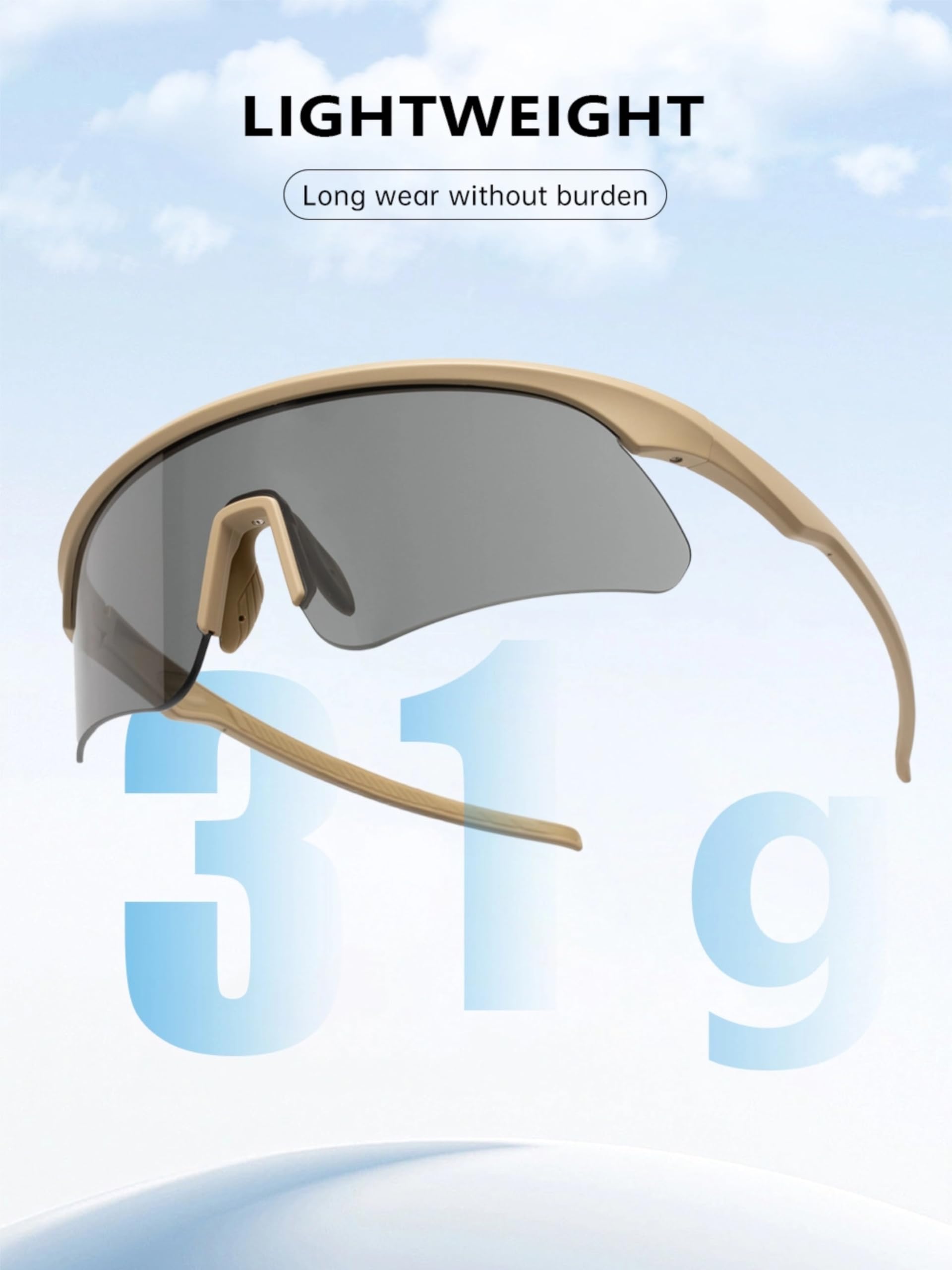 Taktische Schutzbrille mit UV400 Schutz, TR90 Rahmen, Wechselgläser, Verstellbare Nasenpolster, Unisex für Schießen und Wandern, Military Style, 31g