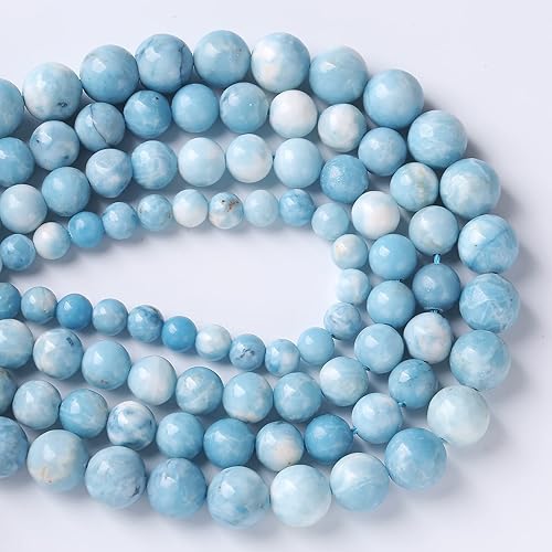Miniatura 3 de Cuentas de larimar - 36 cuentas redondas sueltas de 0.394 pulgadas (0.394 in) para la fabricación de joyas, piedras preciosas curativas de cristal