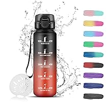 Grsta Borraccia, Borraccia Bambini 500ml, Borraccie Graduata con Indicazione del Tempo, Borraccie Senza Perdite, Bottiglia per Adulto, Palestra, Lavoro, Scuola, Yoga, Ufficio, Trekking, Bici