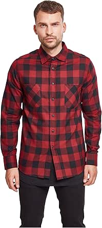 Urban Classics Checked Flanell Shirt Camisa, Multicolor (Blk/Burgundy), 3XL para Hombre