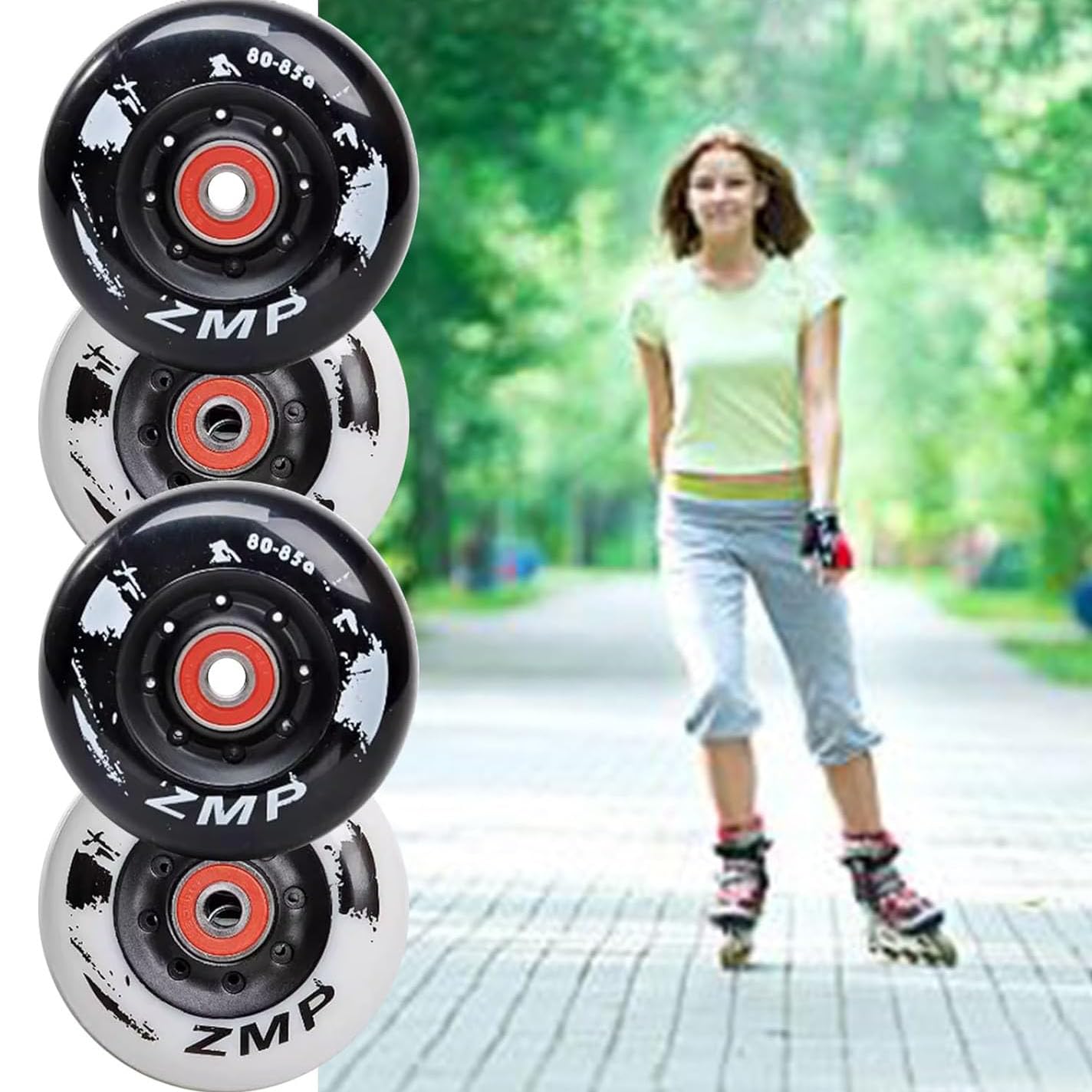 8 Ruote Per Pattini In Linea 72mm - Materiale PU Trasparente, Con 16 Cuscinetti, Universali - Foto 7