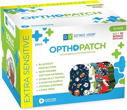 Miniatura 9 de Opthopatch Defined Vision - Parches para ojos para niños, diseño divertido para niños, 30 + 10 vendajes adhesivos de algodón hipoalergénico sin