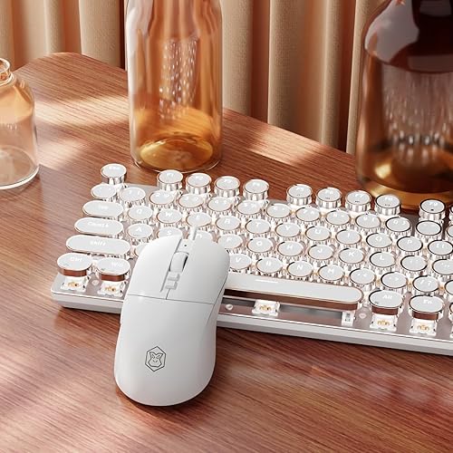 Miniatura 10 de EWEADN Combo de teclado y ratón con cable estilo máquina de escribir, teclado mecánico para juegos estilo máquina de escribir, teclado LED