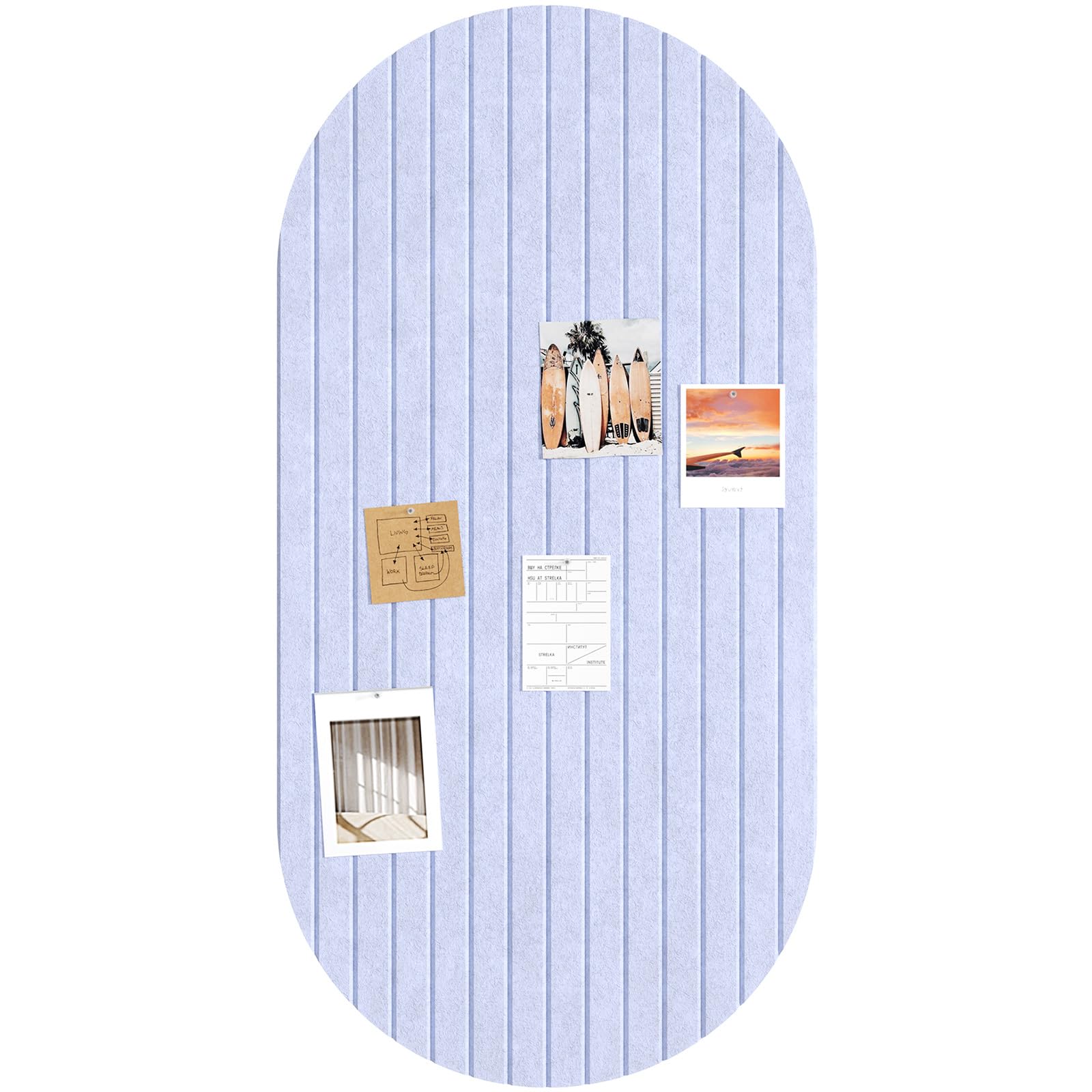 Lifewit 4-Pack Capsule-Shaped Bulletin Board, Cork Board Alternative for Walls, 120x60cm Large Felt Panels with 40 Pins, Full Self-Adhesive Wall Panel for Decor, Home, Office, Dorm, Purple