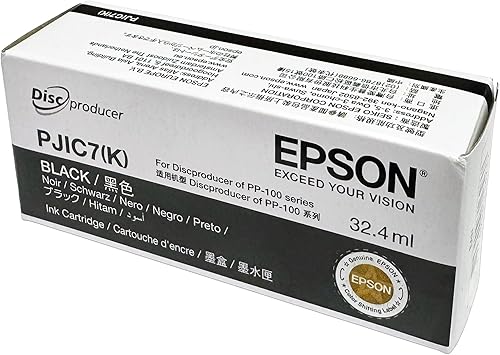 Cartucho de tinta digital Epson negro PJIC7 C13S020693 (1 paquete) para DiscProducer PP-100, PP-50, PP-100II, PP-100N, PP-100BD, PP-100AP en