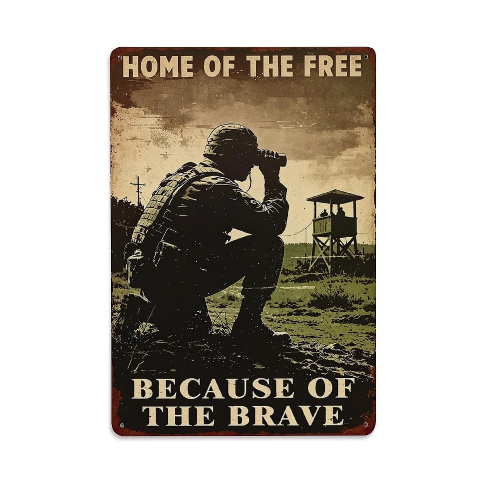 Jdfenggu Vintage Home Of The Free Because Of The Brave Retro Metal Tin Sign, Decor Art Poster For Bar, Home, Man Cave, Kitchen, Laundry Room Gift 8X12inch