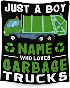 Mercuryelf Custom Garbage Truck Blanket Gift - 40x50 Inches Funny Throw Blankets for Boys - Black Soft, Fuzzy & Warm Throws for Travel, Office