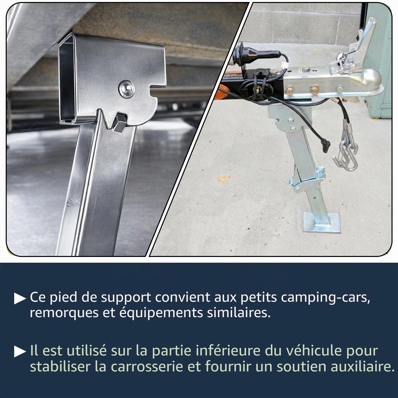Lot de 2 Supports de remorque, avec capacité de Charge de 450 kg, manivelle avec Support de Serrage, stabilisateur de Camping-Car, béquilles de remorque pour Camping-Cars et remorques
