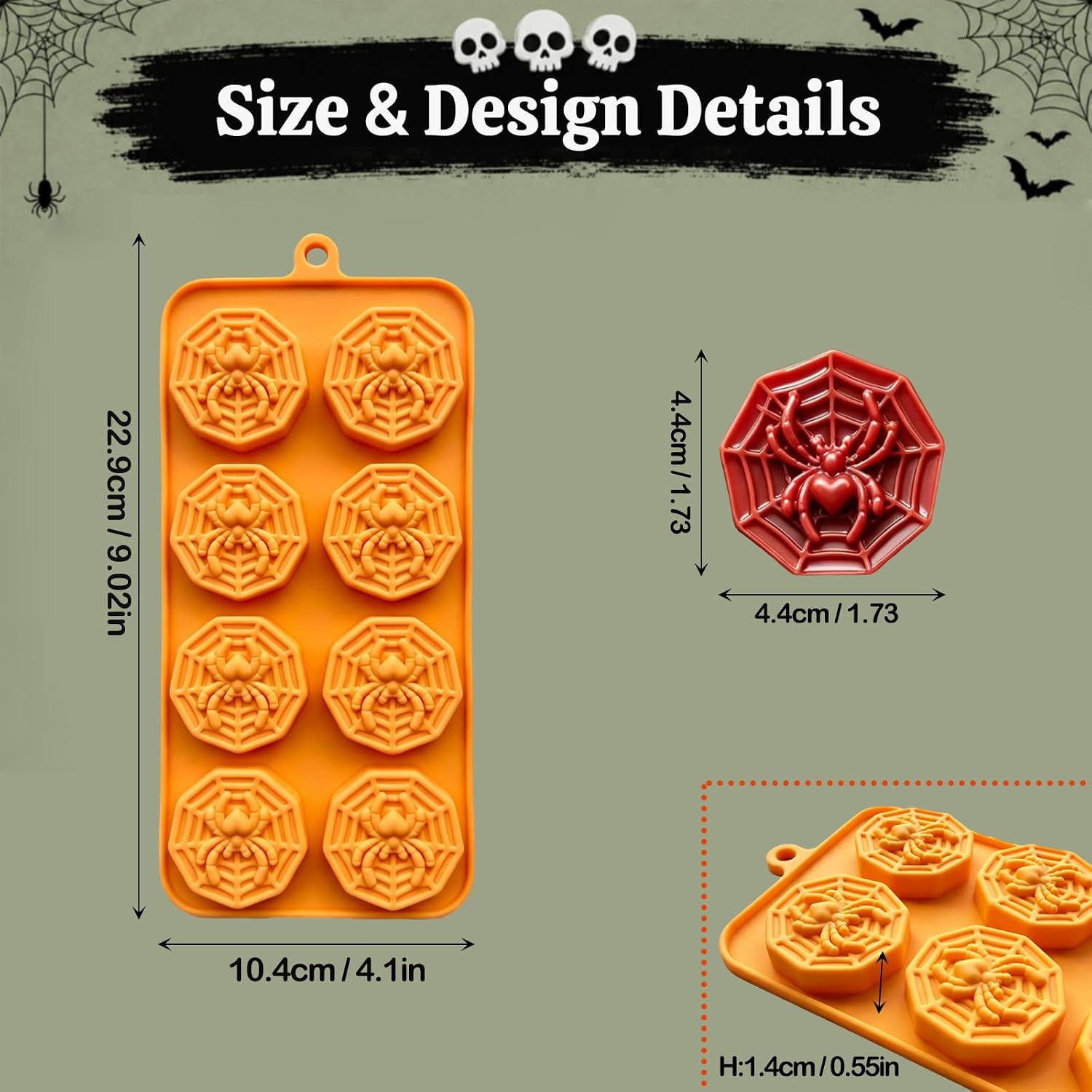 3 Pack Halloween Spider Web Silicone Molds for Chocolate Candy Resin Ice