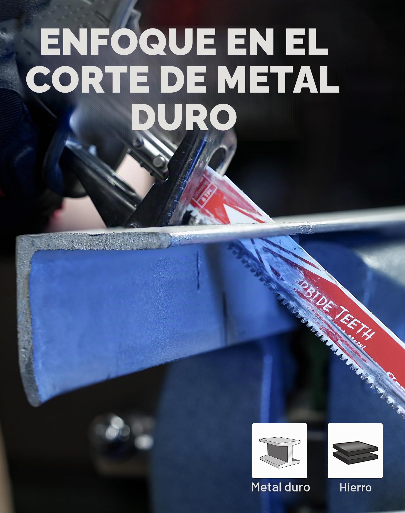 EZARC Hojas de Sierra Sable Carburo para Corte Metal Grueso R978HM 225mm 8TPI, 1 piezas