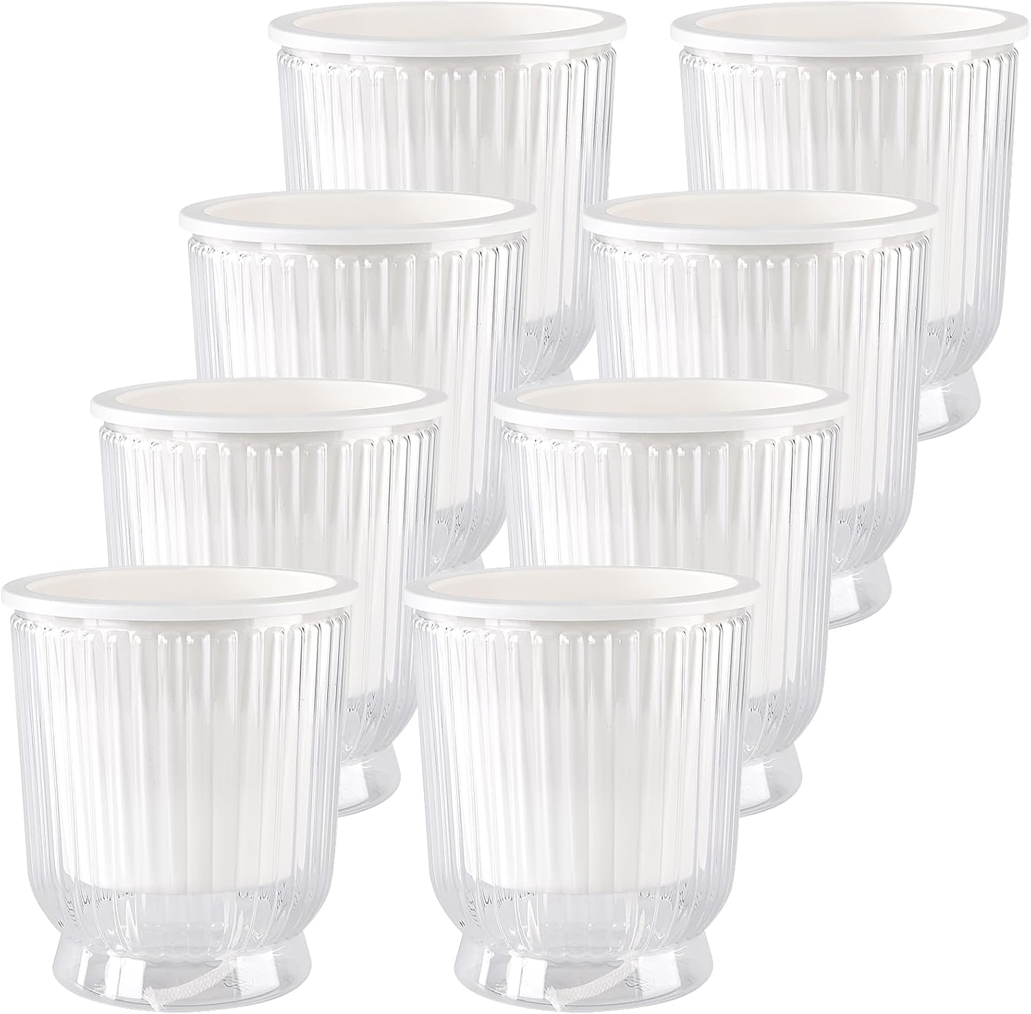 Pack of 8 12 cm Self-Watering Pot, Transparent, Flower Pots, Self-Watering Herb Pot with Self-Watering Watering Watering System, Self-Watering Plant Pot for Indoor Plants