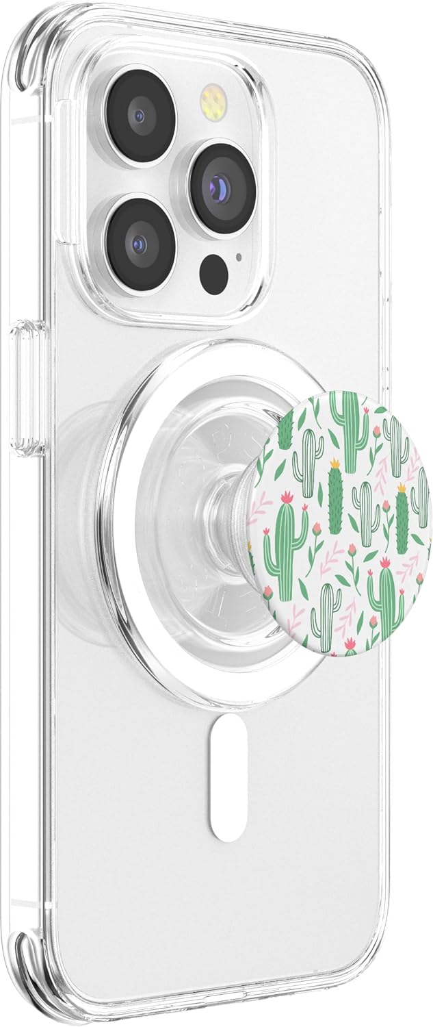 Cute Vintage White Cactus Flower Themed Decor PopSockets PopGrip: Swappable Grip for Phones & Tablets PopSockets PopGrip for MagSafe