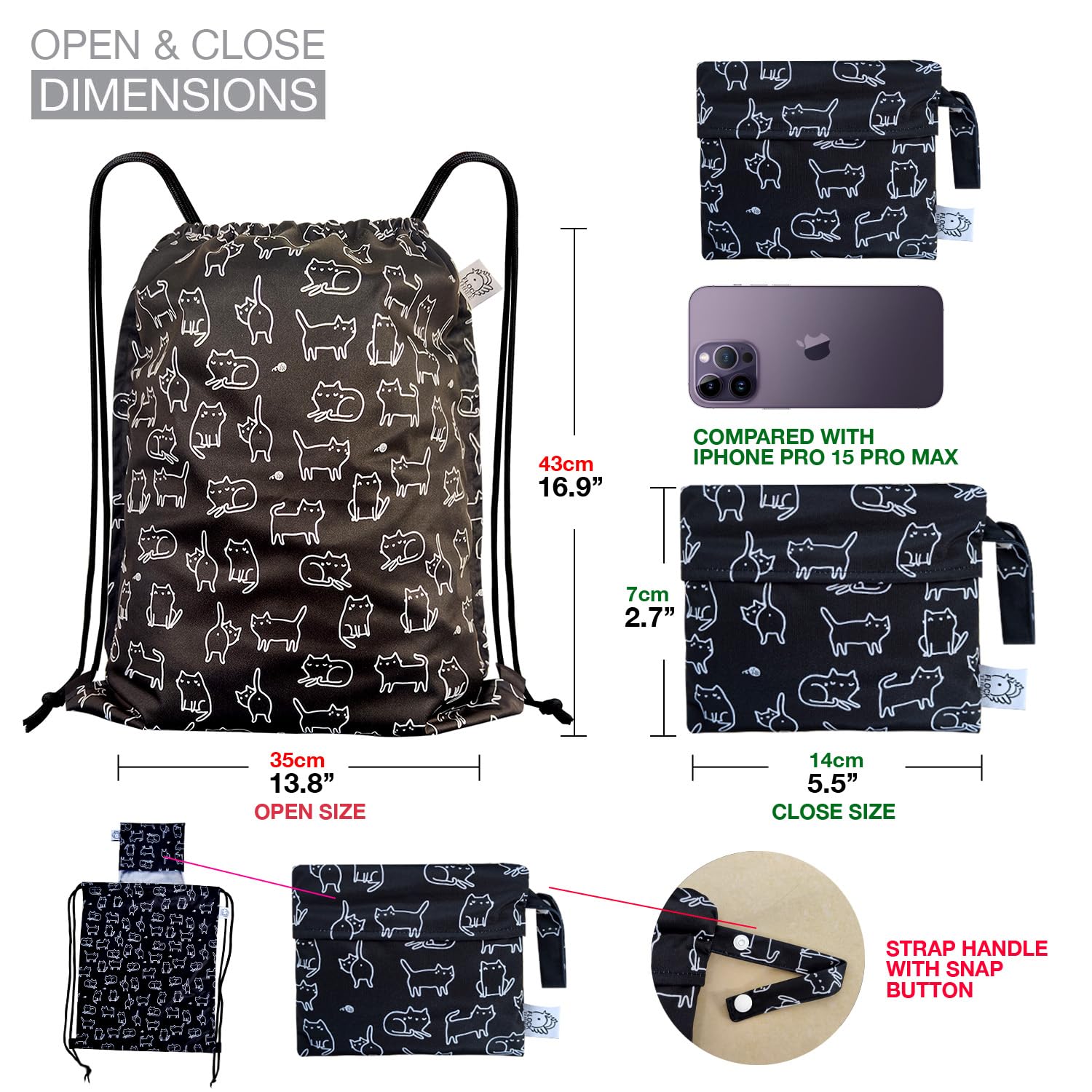 Mochila deportiva con cordón a prueba de fugas, gran capacidad, con bolsillo, para deportes, gimnasio, viajes, natación, playa