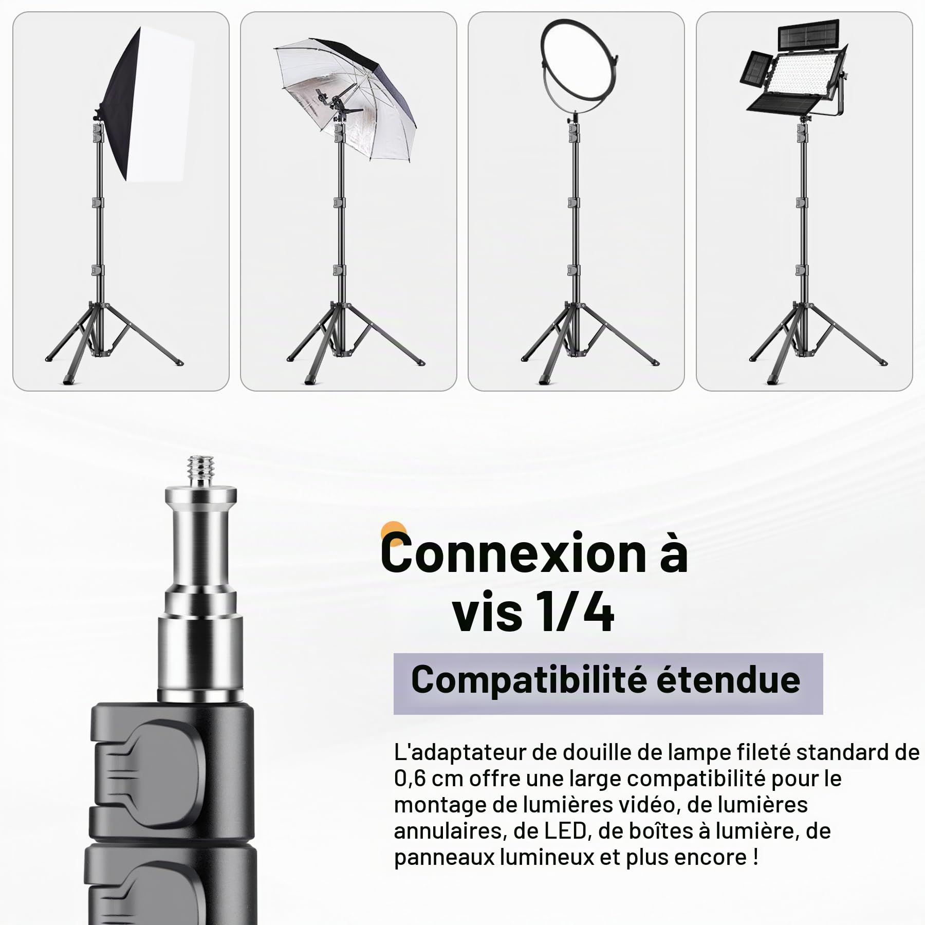 Victiv 224cm Haute Trepied Smartphone, Trépied Téléphone en Aluminium avec Col de Cygne Réglable, Télécommande, Support Telephone, Extensible Trépieds Appareil Photo avec Rotule à 360° pour DSLR Canon