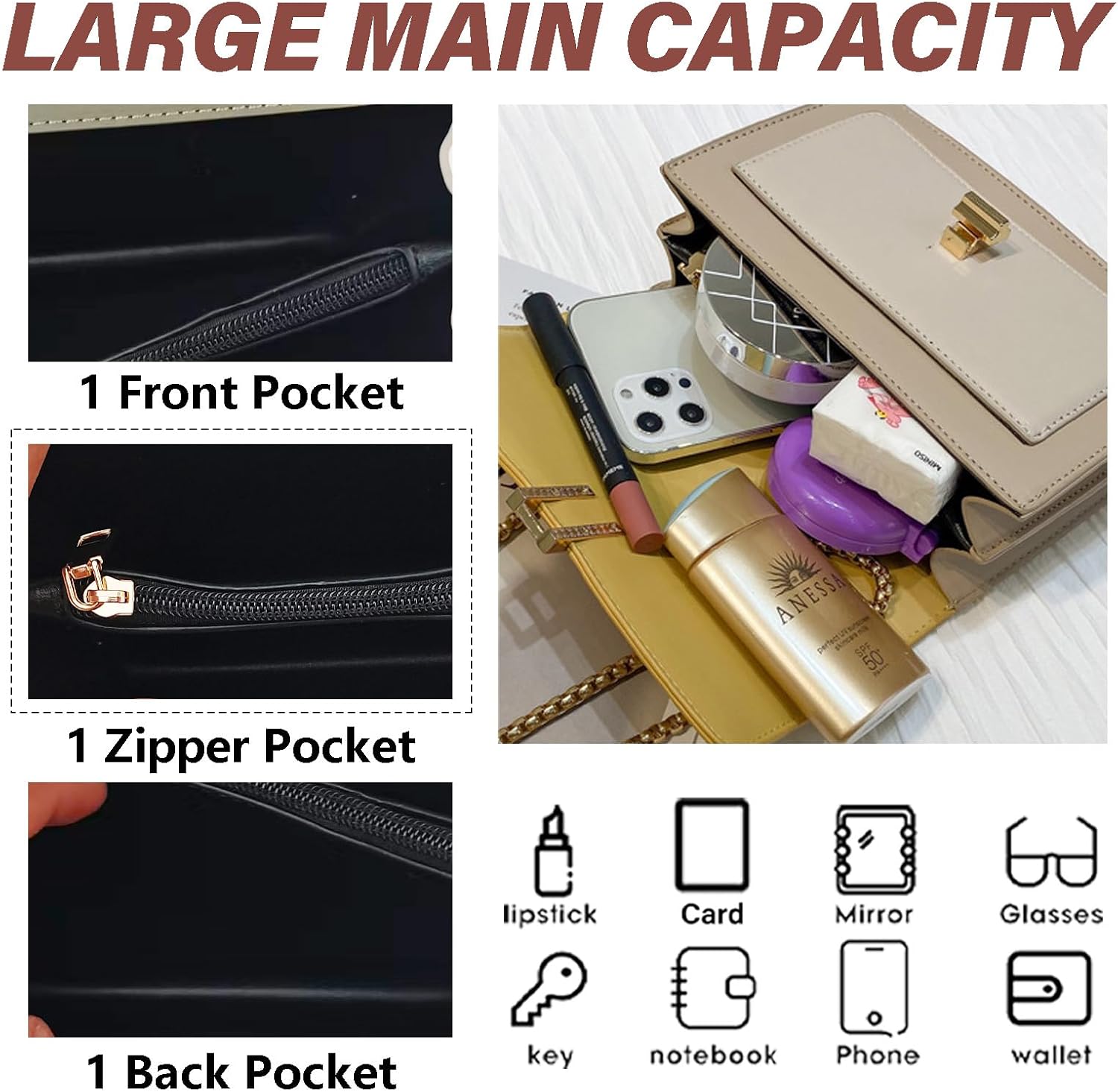 Cute Color Block Crossbody Bags Designer Handbags Leather Satchel Shoulder Purse for Women - Image 5