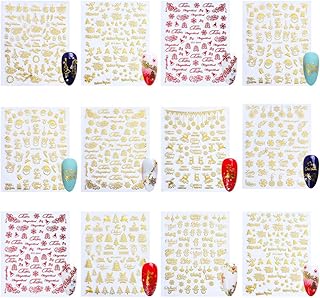 FRCOLOR 18 Folhas Adesivos de Unhas Artísticas de Natal Adesivos de Unhas 3D Autoadesivos Boneco de Neve Santa Ãrvore de Natal Adesivos de Arte de Unhas de Natal Suprimentos de Arte de