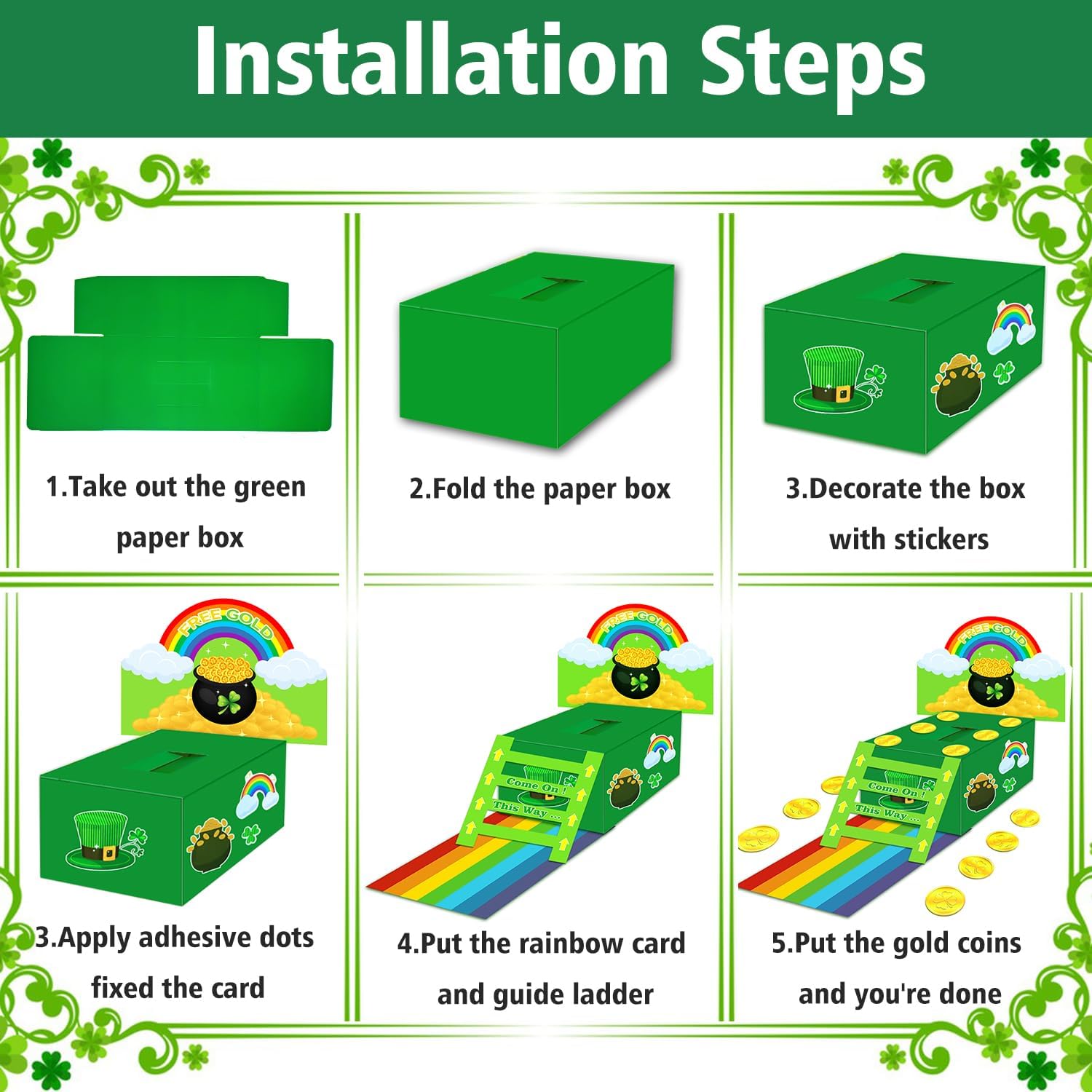 ZLIXING St Patricks Day Decorations for Leprechaun Trap Crafts Catch Kit for St Pattys Day Decor Accessories Party Favor Supplies