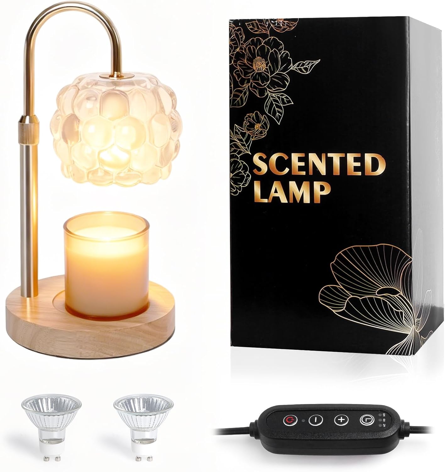 Candle Warmer Lamp with Timer & Dimmer, Modern Cute Polka Dot Wickless Candle Heater Lamp for Jar Candles, Adjustable Height Wax Melt Lamp, Gift for Mother Her Birthday House Warming Home Decor