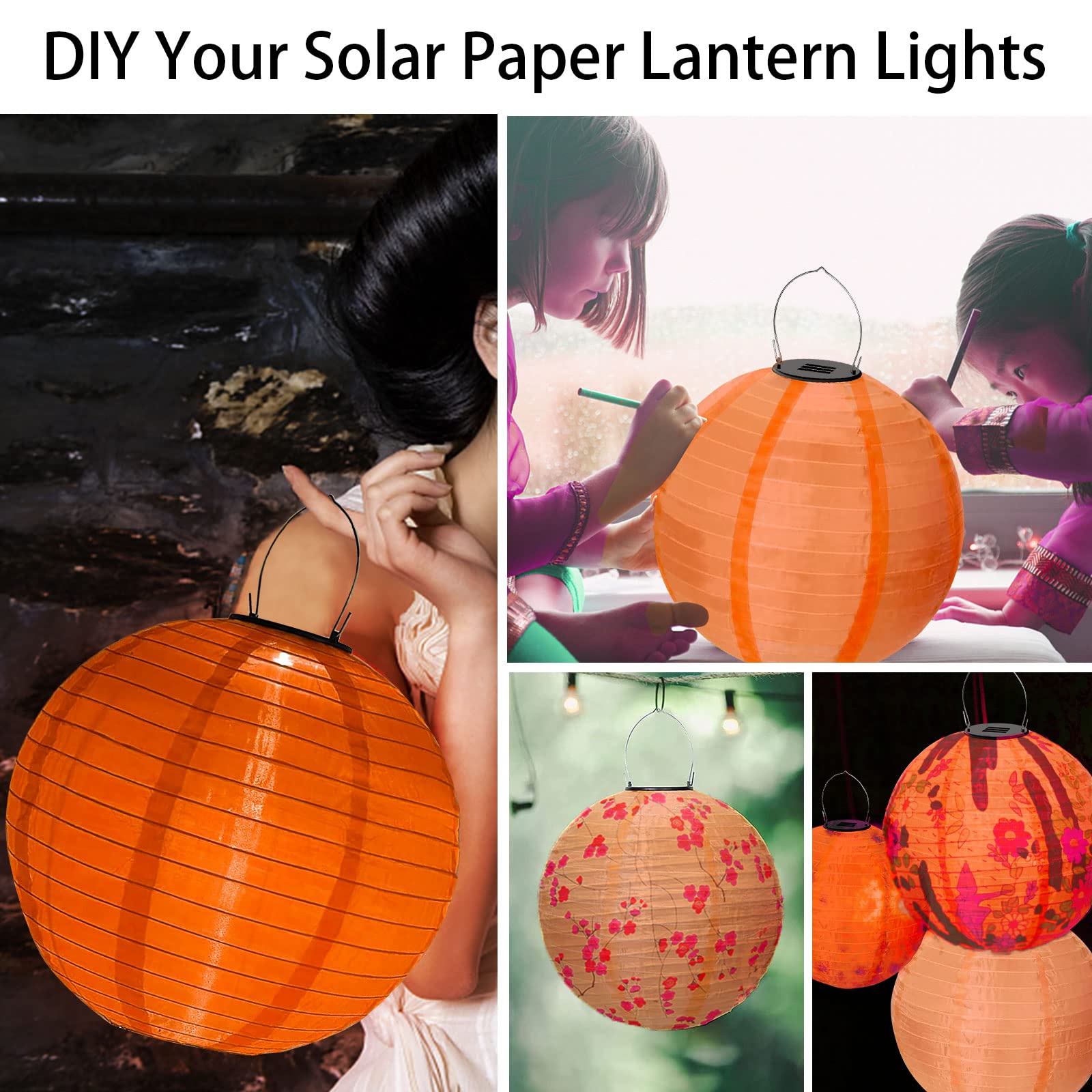 Lanterne Cinesi Solari Da Esterno - Impermeabili, LED, Per Giardino E Matrimoni, Arancione - Foto 5