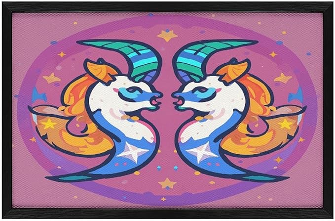 Framed Canvas Wall Art, Gemini Print Wall Art Decor, Wood High Framed Prints Posters for Home, Office, Horizontal Layout